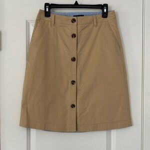 Lands' End Classic Tan A-Line Skirt with Buttons